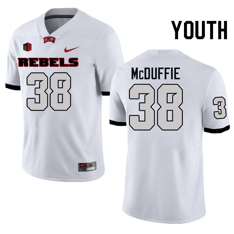 Youth #38 Marsel McDuffie UNLV Rebels College Football Jerseys Stitched-White